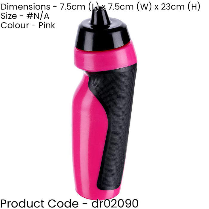 600ml Sports Top Water Bottle - PINK - Gym Training Bicycle Screw Lid