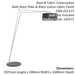Matt Brass Large Standing Floor Lamp Light - Black Cotton Shade & Painted Base