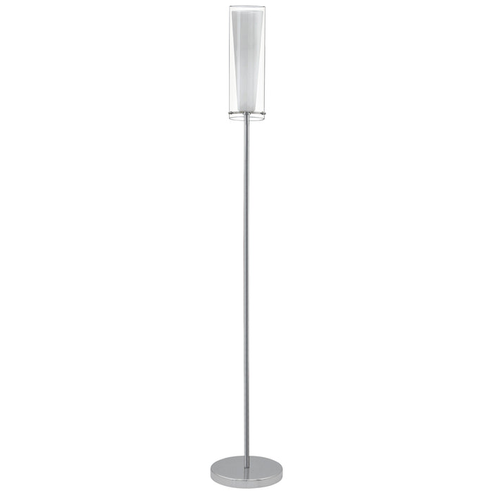 Floor Lamp Light Chrome Shade Clear White Glass Glass Opal Matt Bulb E27 1x60W Loops