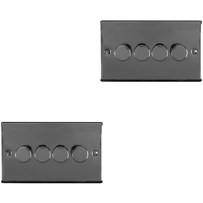 2 PACK 4 Gang 400W LED 2 Way Rotary Dimmer Switch BLACK NICKEL Dimming Light
