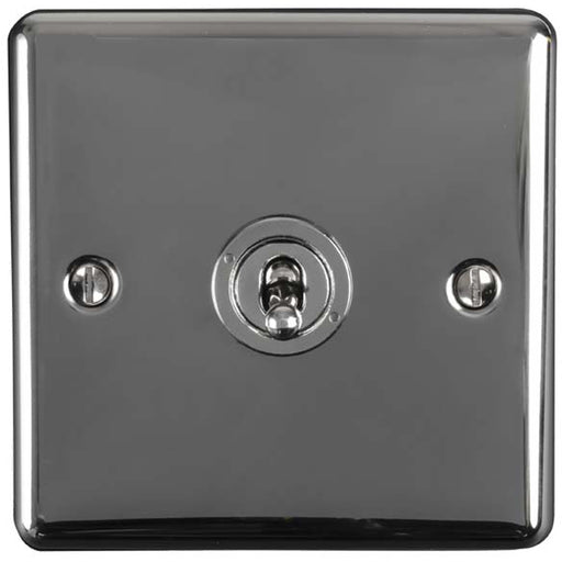 1 Gang Single Retro Toggle Light Switch BLACK NICKEL 10A 2 Way Lever Plate