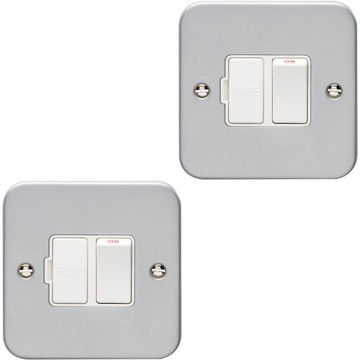 2 PACK 1 Gang 13A Switched Fuse Spur HEAVY DUTY METAL CLAD Metal Mains Isolation