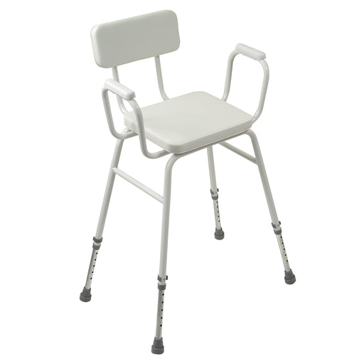 Perching Stool with Padded Arms and Backrest - 790 945mm Height Wipe Clean Seat Loops