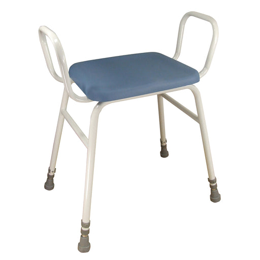Perching Stool with Arms - 500 650mm Adjustable Height - Padded Wipe Clean Seat Loops