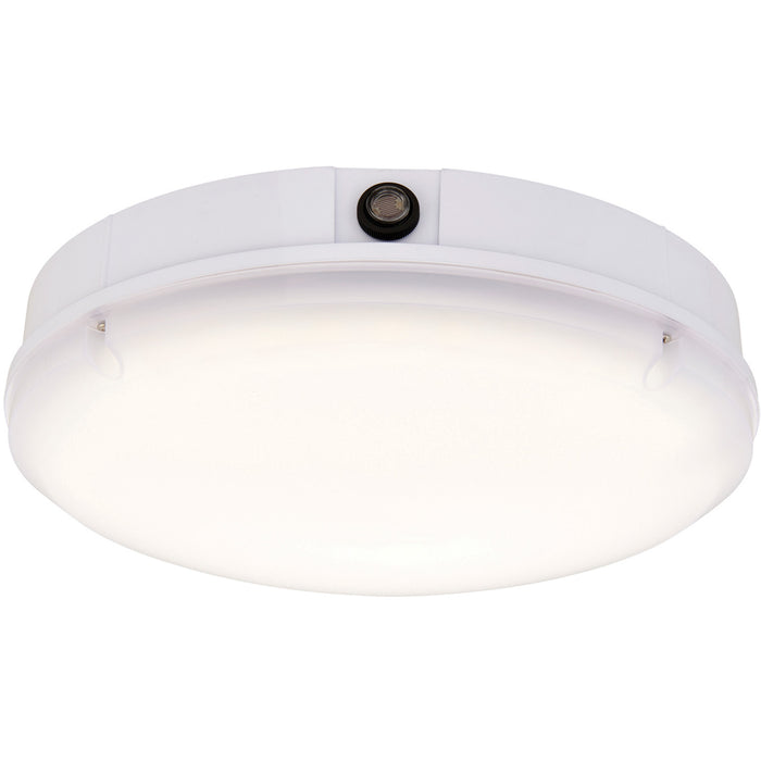 Gloss White IP65 Bulkhead Light - 18W CCT SMD LED Module - Photocell Sensor