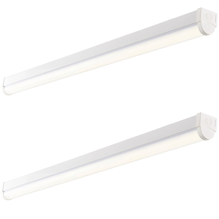 2 PACK 5ft High Lumen Batten Light - 65.5W Cool White LED - Gloss White & Opal