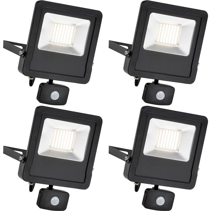 4 PACK Outdoor IP65 Automatic Floodlight - 50W Cool White LED - PIR Sensor