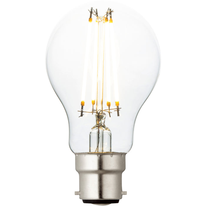 7W B22 LED Vintage Filament GLS Bulb - Warm White - Dimmable Clear Glass Lamp