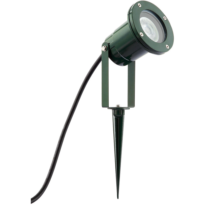 Green Adjustable IP65 Ground Spike Spotlight - 7W LED GU10 - Aluminium Alloy