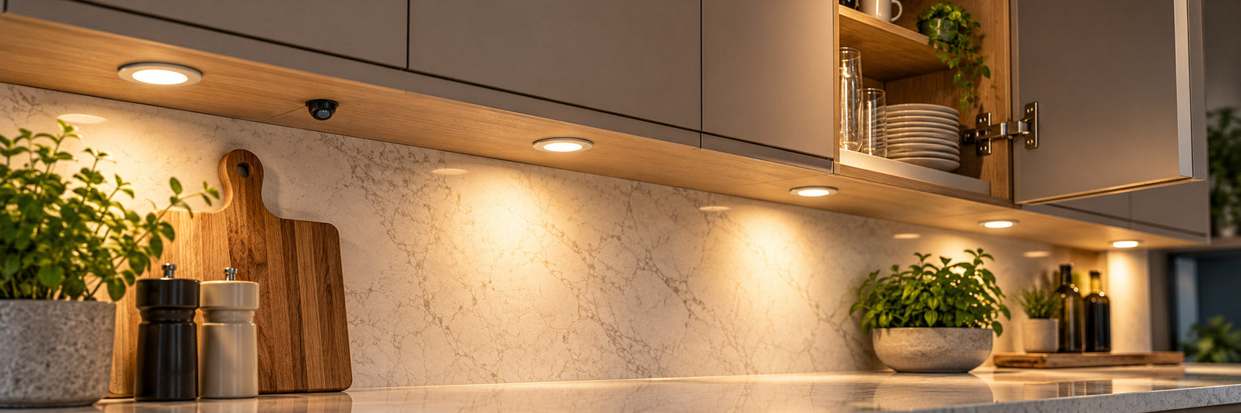 How to Control Under Cabinet Lighting: Touch Dimmers, PIR & Door Sensors