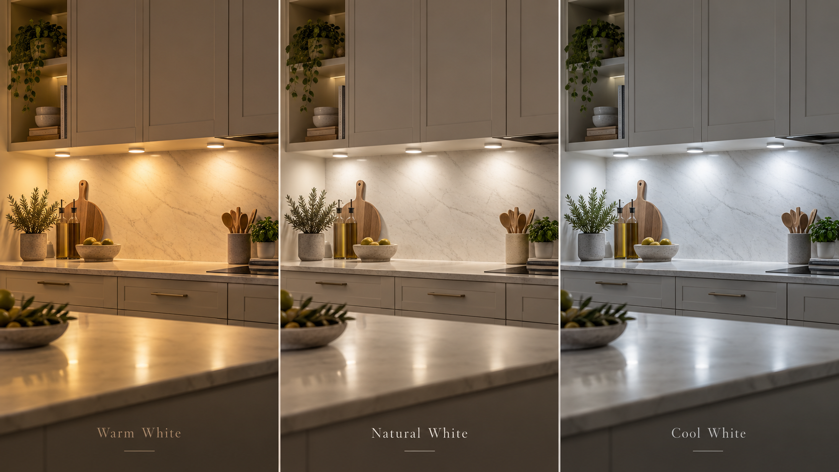 Warm White vs Natural White vs Cool White Under Cabinet Lighting