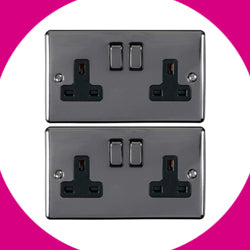 2 PACK - Black Nickel Plug Sockets