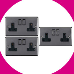 3 PACK - Black Nickel Plug Sockets