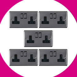 5 PACK - Black Nickel Plug Sockets