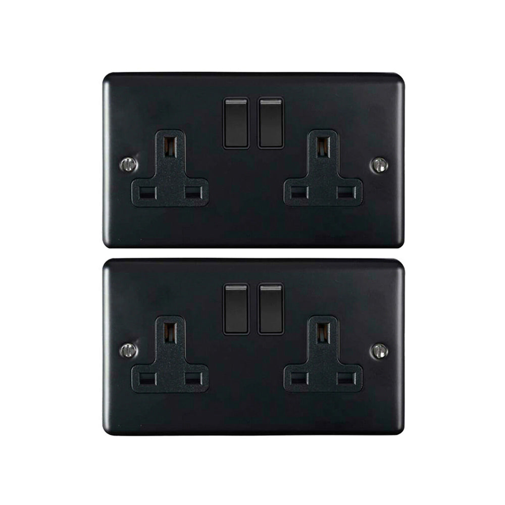 2 PACK - Black Plug Sockets & Outlets