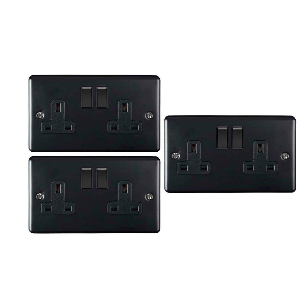 3 PACK - Black Plug Sockets & Outlets