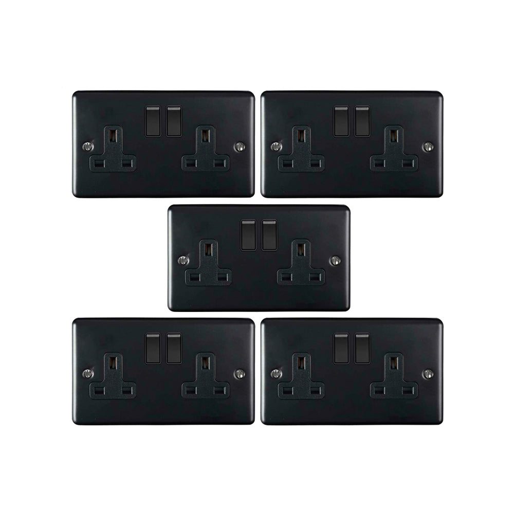 5 PACK - Black Plug Sockets & Outlets