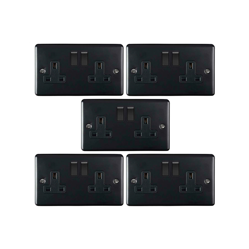 5 PACK Black Plug Sockets & Outlets — LoopsDirect
