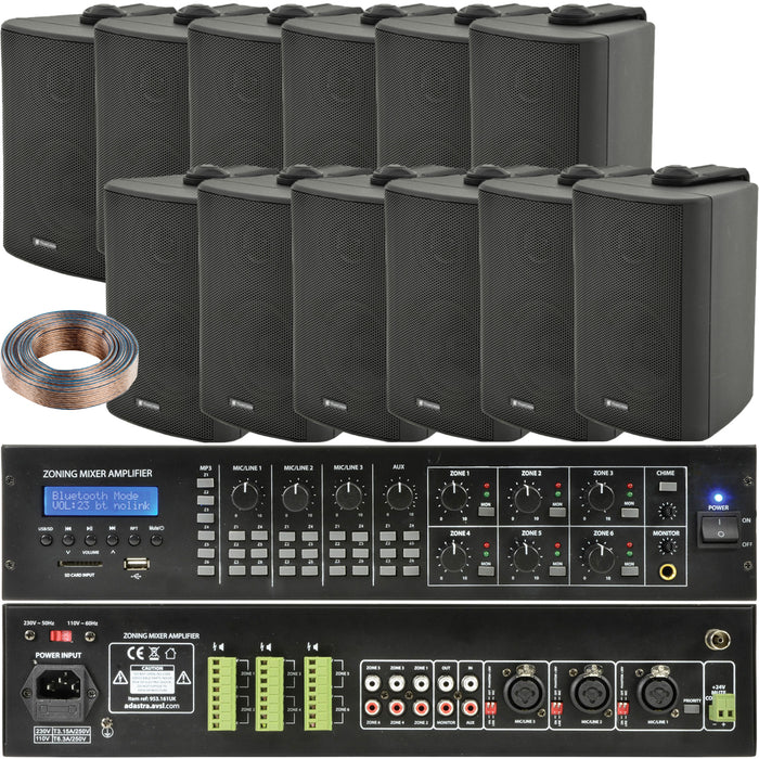 6 Zone Matrix Bluetooth Mixer Amplifier Amp 12 Speaker System Switch Splitter PA