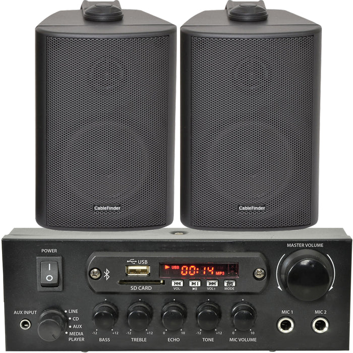 110W Bluetooth Amplifier & 2x Corner Wall Speakers Compact Wireless HiFi TV Kit