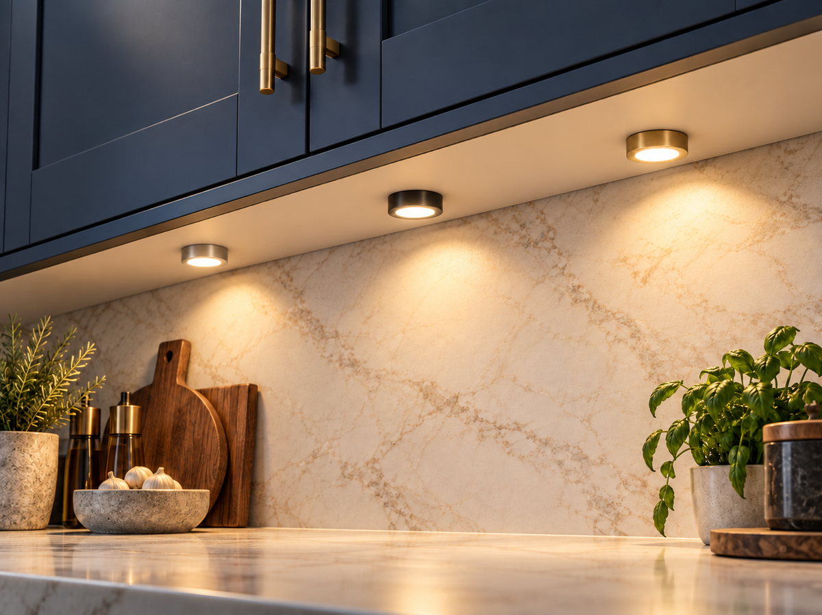 Aurelia round surface LED under cabinet light