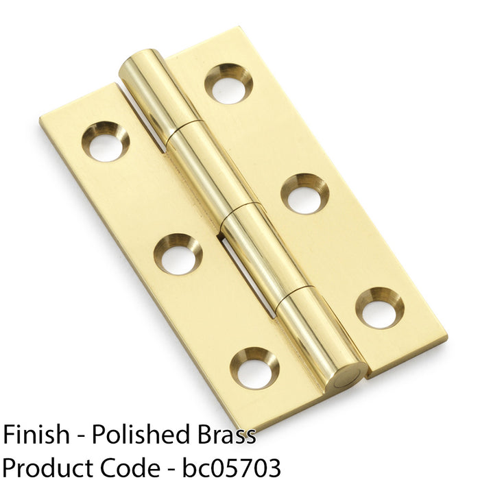 PAIR Solid Brass Cabinet Butt Hinge - 50mm - Polished Brass Premium Cupboard 1