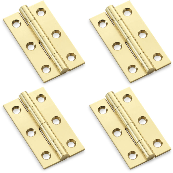 4 PACK PAIR Solid Brass Cabinet Butt Hinge 50mm Polished Brass Premium Cupboard
