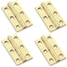 4 PACK PAIR Solid Brass Cabinet Butt Hinge 50mm Polished Brass Premium Cupboard