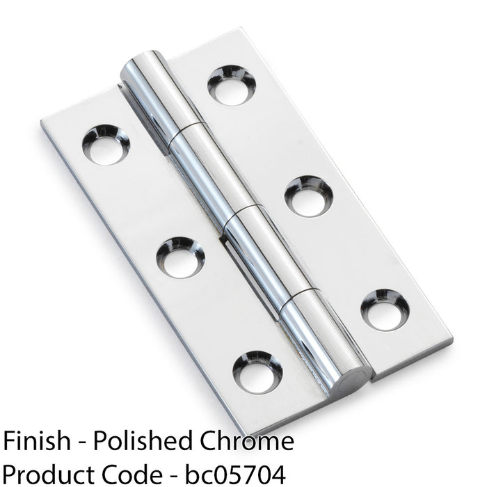PAIR Solid Brass Cabinet Butt Hinge - 50mm - Polished Chrome Premium Cupboard 1