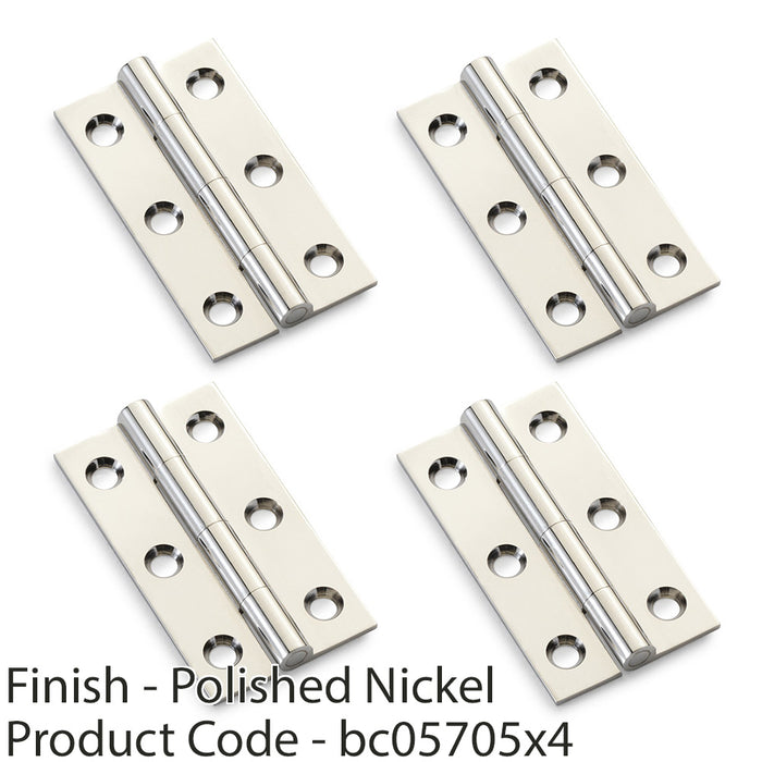 4 PACK PAIR Solid Brass Cabinet Butt Hinge 50mm Polished Nickel Premium Cupboard 1