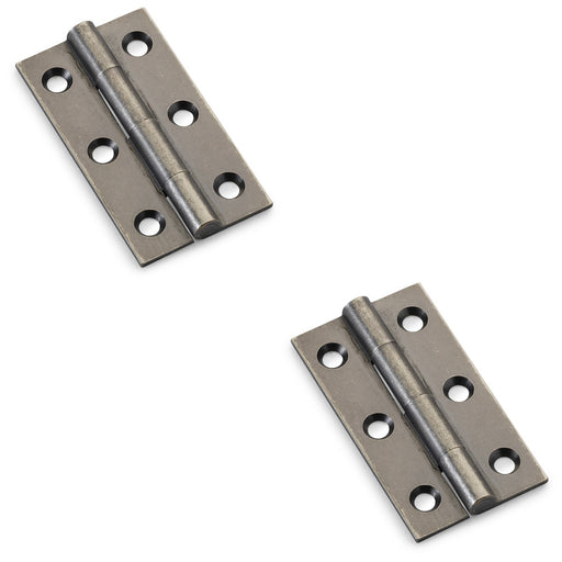 2 PACK PAIR Solid Brass Cabinet Butt Hinge 50mm Pewter Premium Cupboard Fixings