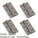 4 PACK PAIR Solid Brass Cabinet Butt Hinge 50mm Pewter Premium Cupboard Fixings 1