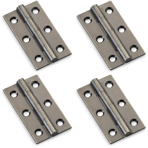 4 PACK PAIR Solid Brass Cabinet Butt Hinge 50mm Pewter Premium Cupboard Fixings