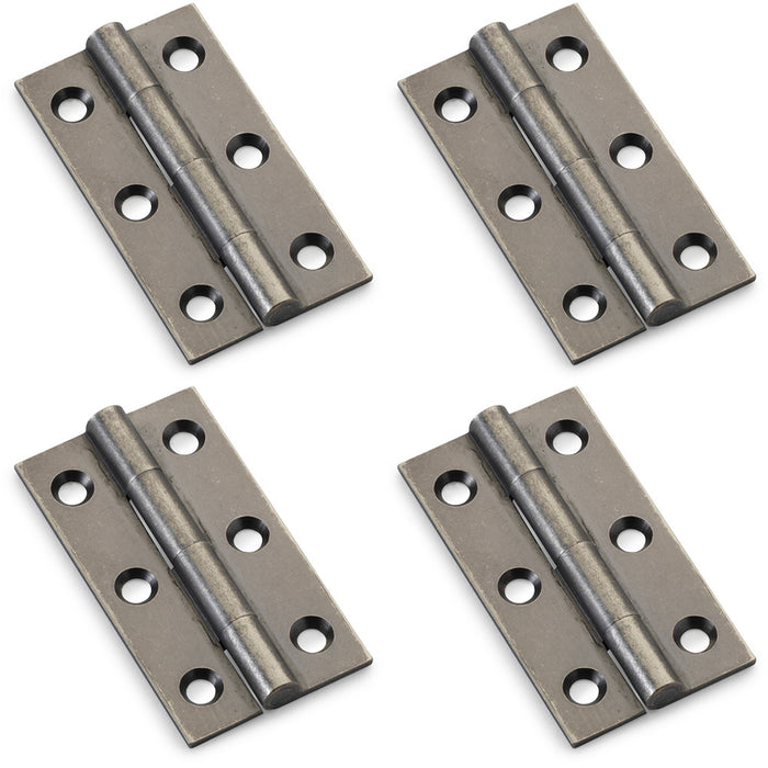 4 PACK PAIR Solid Brass Cabinet Butt Hinge 50mm Pewter Premium Cupboard Fixings