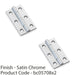 2 PACK PAIR Solid Brass Cabinet Butt Hinge 50mm Satin Chrome Premium Cupboard 1