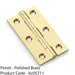 PAIR Solid Brass Cabinet Butt Hinge - 64mm - Polished Brass Premium Cupboard 1