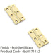 2 PACK PAIR Solid Brass Cabinet Butt Hinge 64mm Polished Brass Premium Cupboard 1