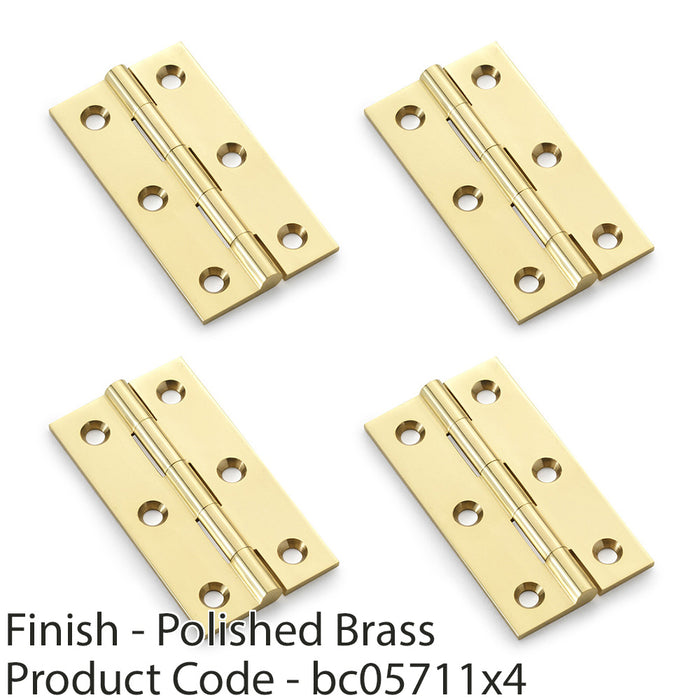 4 PACK PAIR Solid Brass Cabinet Butt Hinge 64mm Polished Brass Premium Cupboard 1
