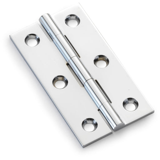 PAIR Solid Brass Cabinet Butt Hinge - 64mm - Polished Chrome Premium Cupboard