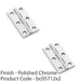 2 PACK PAIR Solid Brass Cabinet Butt Hinge 64mm Polished Chrome Premium Cupboard 1