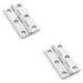 2 PACK PAIR Solid Brass Cabinet Butt Hinge 64mm Polished Chrome Premium Cupboard