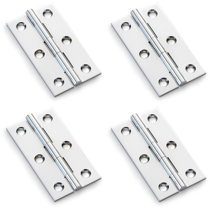 4 PACK PAIR Solid Brass Cabinet Butt Hinge 64mm Polished Chrome Premium Cupboard