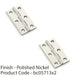 2 PACK PAIR Solid Brass Cabinet Butt Hinge 64mm Polished Nickel Premium Cupboard 1