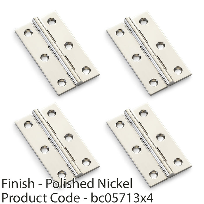 4 PACK PAIR Solid Brass Cabinet Butt Hinge 64mm Polished Nickel Premium Cupboard 1
