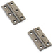 2 PACK PAIR Solid Brass Cabinet Butt Hinge 64mm Pewter Premium Cupboard Fixings