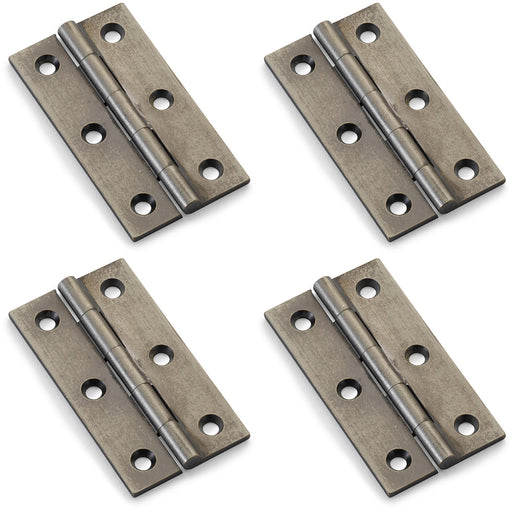 4 PACK PAIR Solid Brass Cabinet Butt Hinge 64mm Pewter Premium Cupboard Fixings