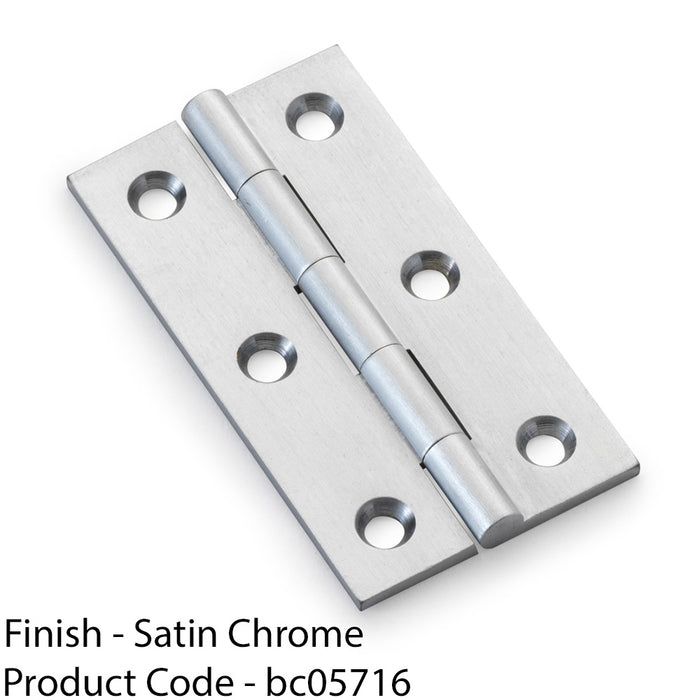 PAIR Solid Brass Cabinet Butt Hinge - 64mm - Satin Chrome Premium Cupboard 1