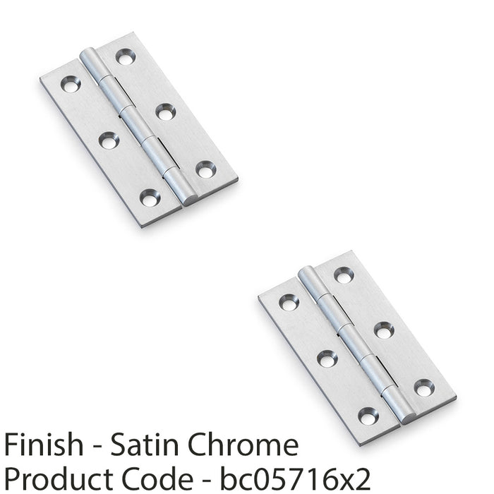 2 PACK PAIR Solid Brass Cabinet Butt Hinge 64mm Satin Chrome Premium Cupboard 1