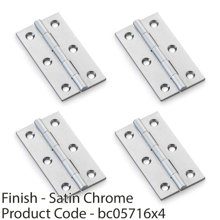 4 PACK PAIR Solid Brass Cabinet Butt Hinge 64mm Satin Chrome Premium Cupboard 1
