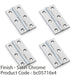 4 PACK PAIR Solid Brass Cabinet Butt Hinge 64mm Satin Chrome Premium Cupboard 1